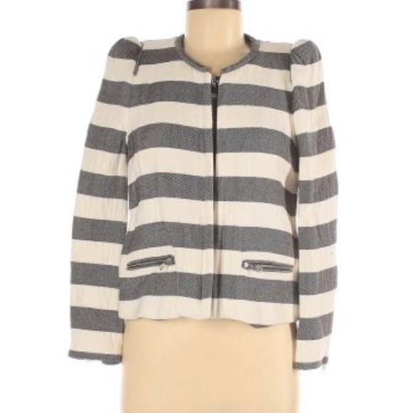 Zara Color Block Stripe Zip Blazer Small - Picture 7 of 10